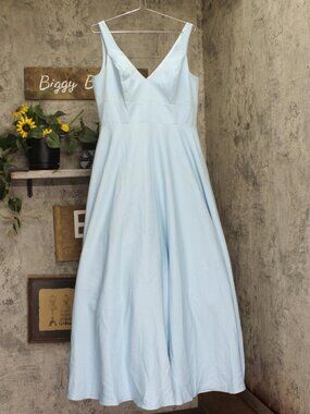 Mac Duggal Blue Ieena By Mac Duggal Crepe A Line Ball Gown Pockets 12